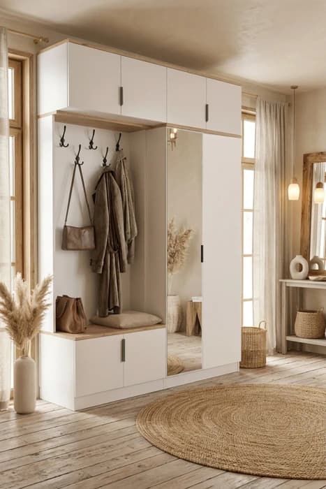 Diva 60 Lık Boy Aynalı Askılıklı 120 Lik Yüklüklü Portmanto
